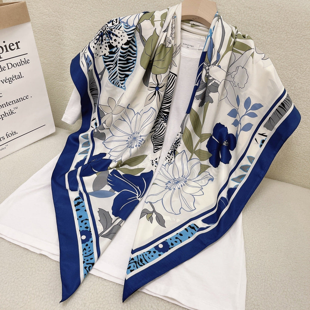Twill Floral Print Silk Scarf