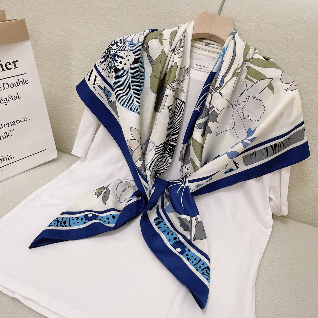 Twill Floral Print Silk Scarf