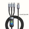 3in 1 Charging Cable, Fast Charging USB Cable with LED Display Nylon