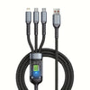 3in 1 Charging Cable, Fast Charging USB Cable with LED Display Nylon